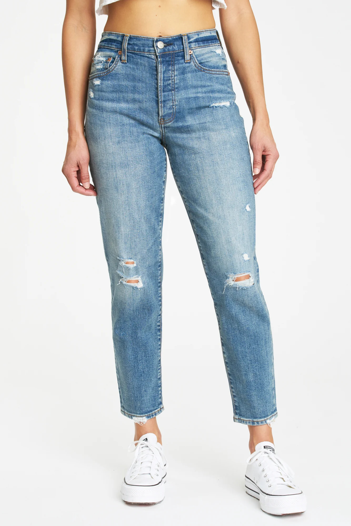 TRF HIGH-WAISTED MOM FIT DENIM SHORTS - Anthracite grey