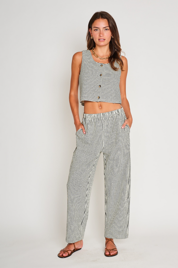 Light Gray Frankie Top in Black & White Stripe Top