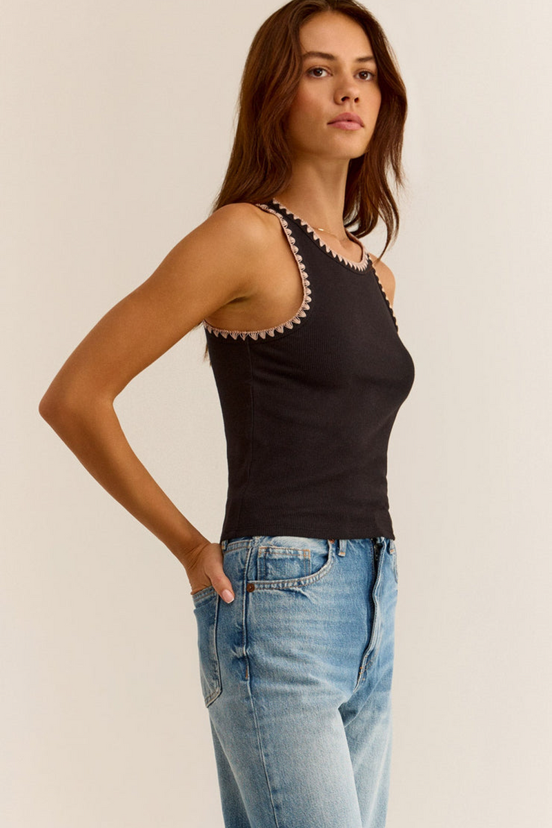 Dark Slate Gray Avril Rib Crochet Tank Tank