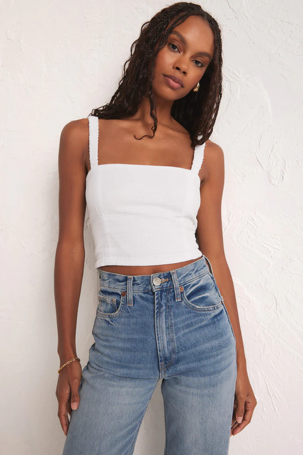 Light Gray Cambria Gauze Top crop top