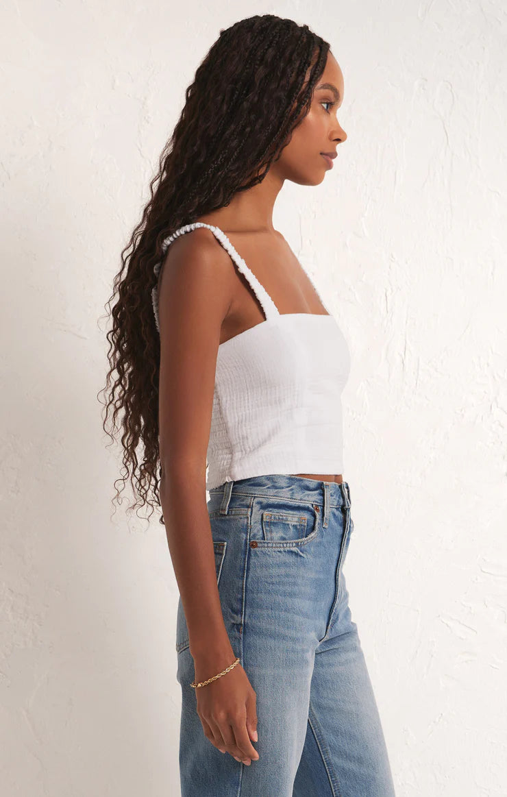 Light Gray Cambria Gauze Top crop top