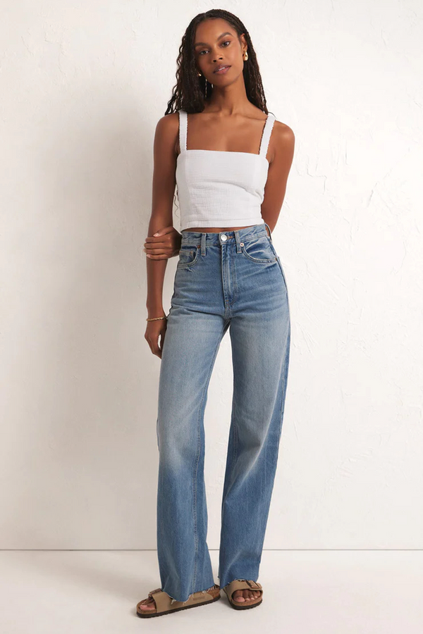 Light Gray Cambria Gauze Top crop top