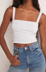 Gray Cambria Gauze Top crop top