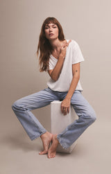 Dark Gray Girlfriend V-Neck Tee Top