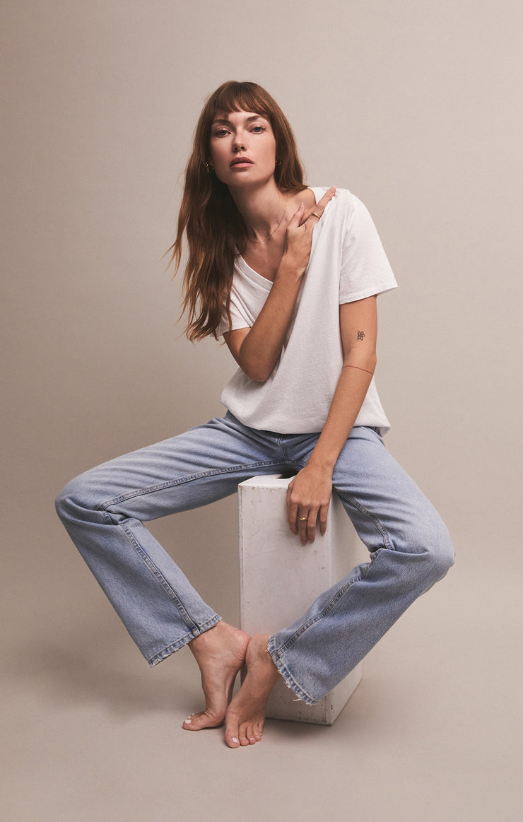 Dark Gray Girlfriend V-Neck Tee Top