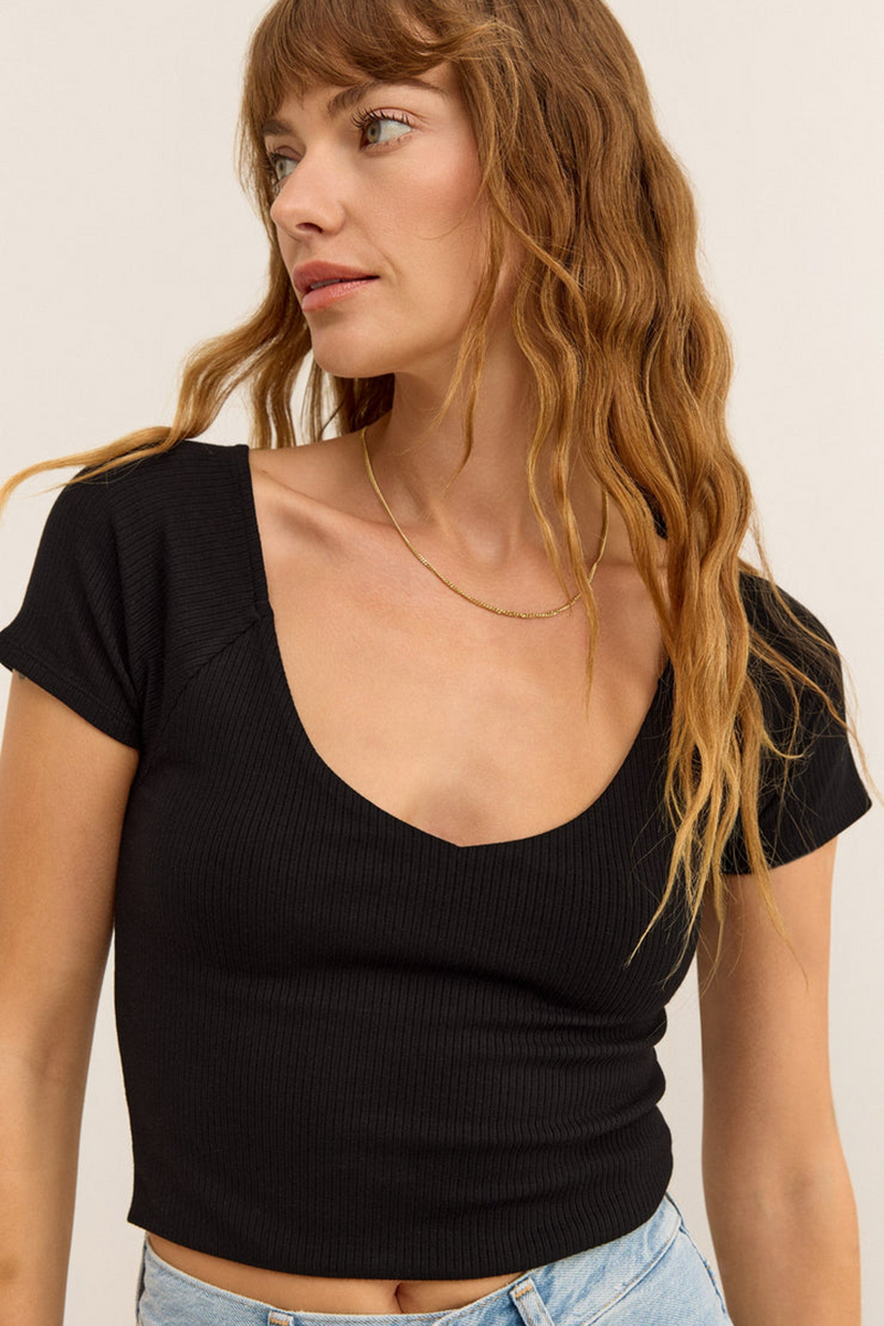 Black Kallen Rib Top Top