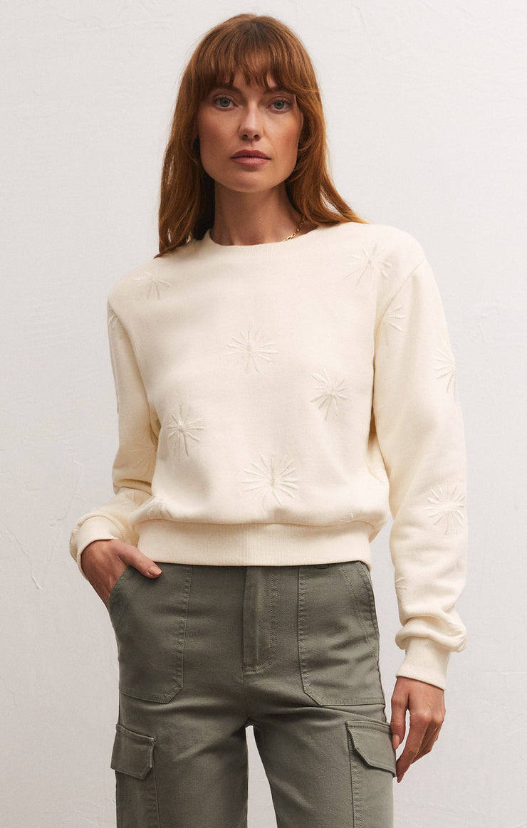 Light Gray Lottie Embroidered Sweatshirt Sweater