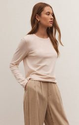 Light Gray Modern Slub LS Tee Top