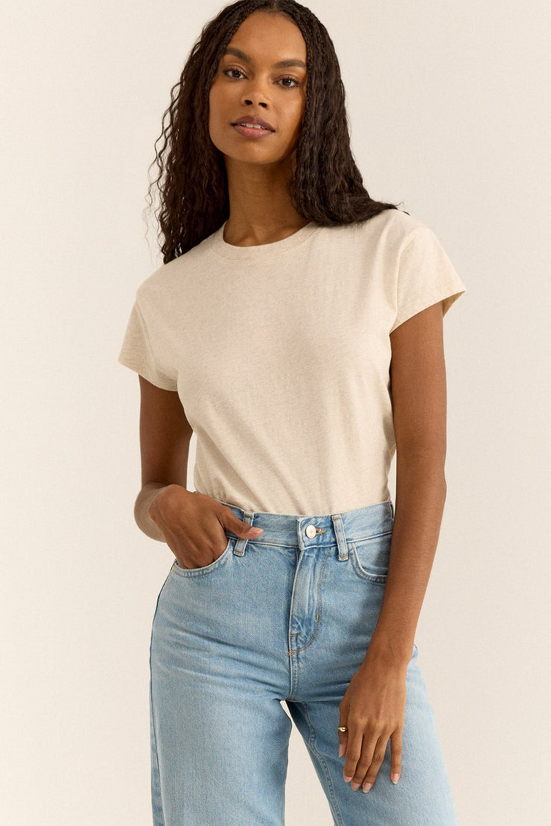 Antique White Modern Slub Tee Shirts & Tops