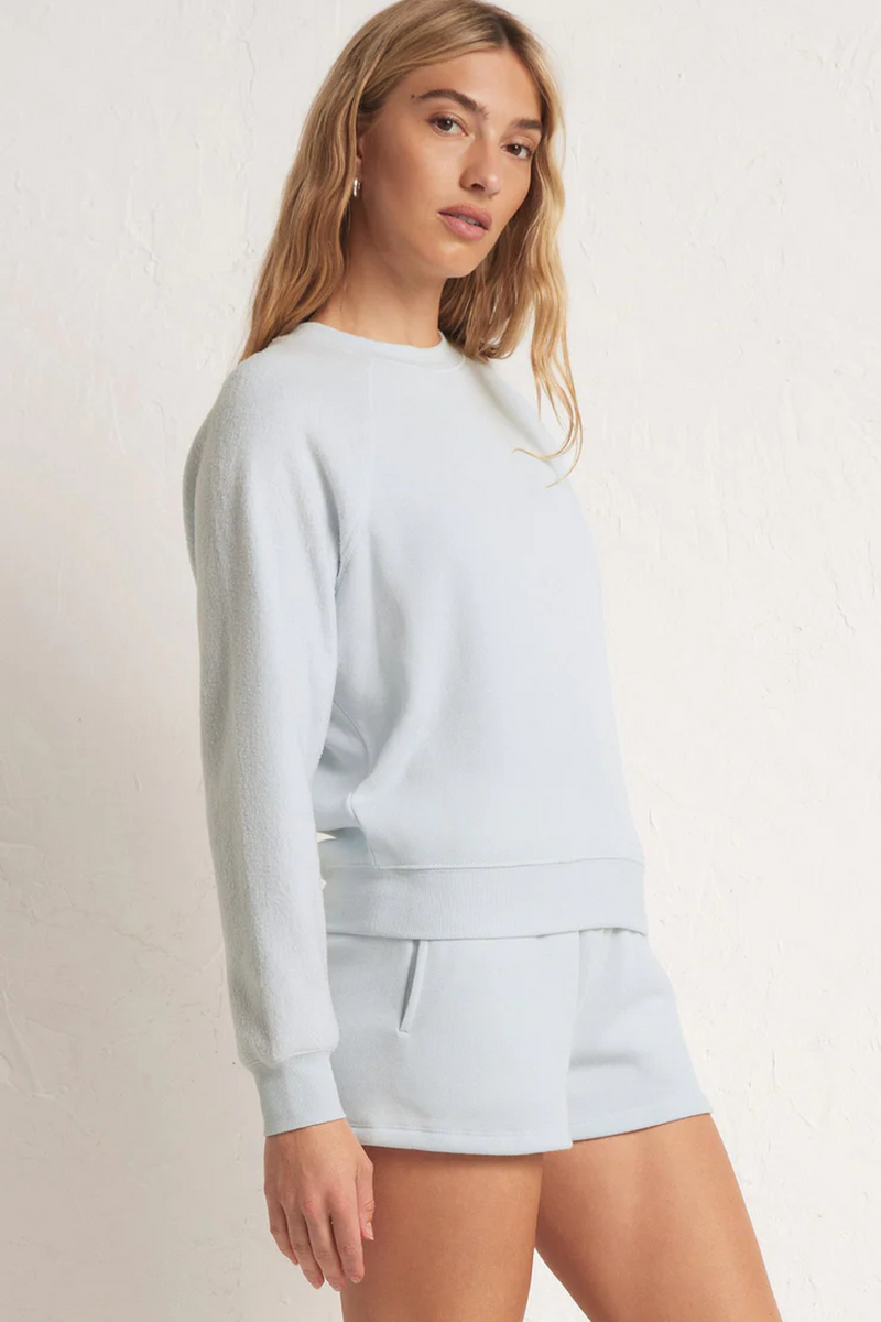 Light Gray Saldana Reverse Fleece Top Shirts & Tops