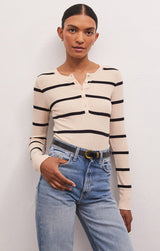Light Gray Scarlett Rib Henley Top