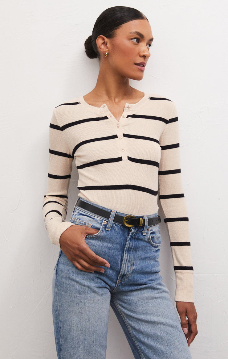 Light Gray Scarlett Rib Henley Top