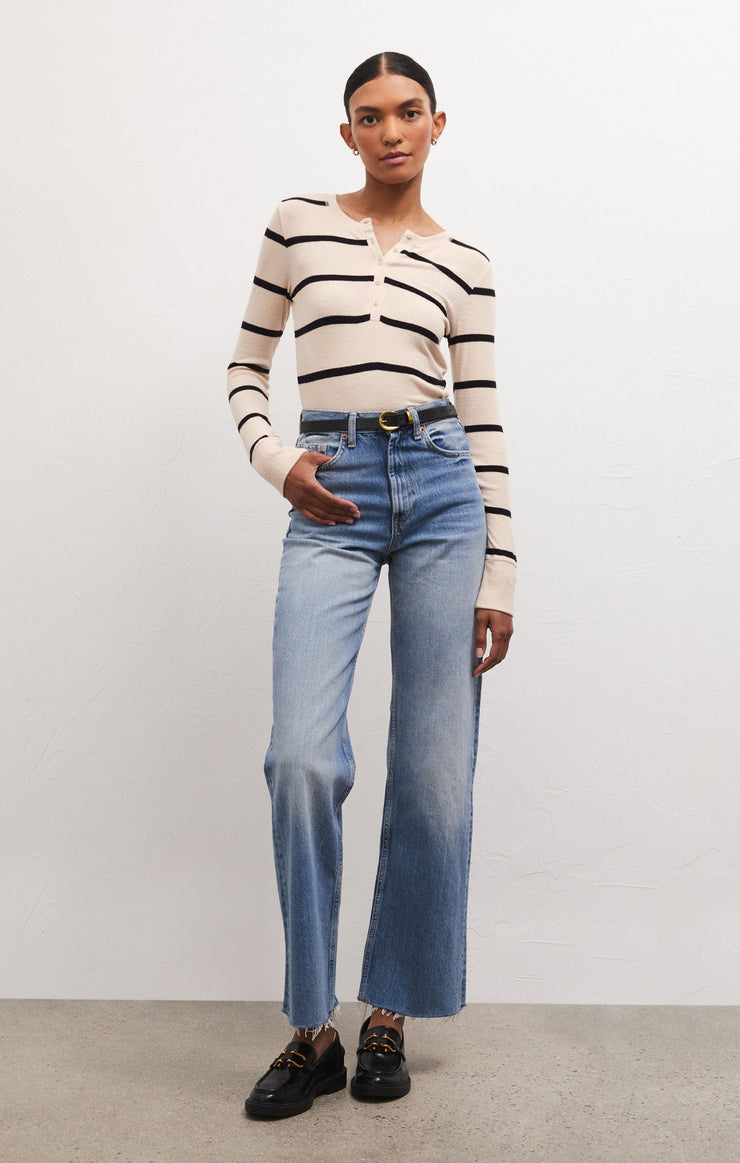 Light Gray Scarlett Rib Henley Top