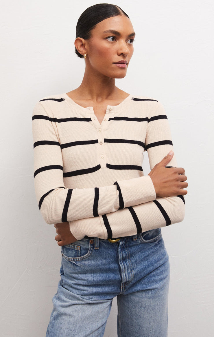 Light Gray Scarlett Rib Henley Top