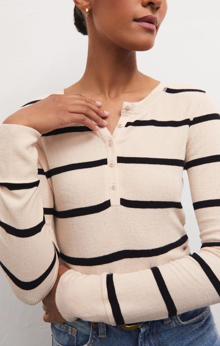 Light Gray Scarlett Rib Henley Top