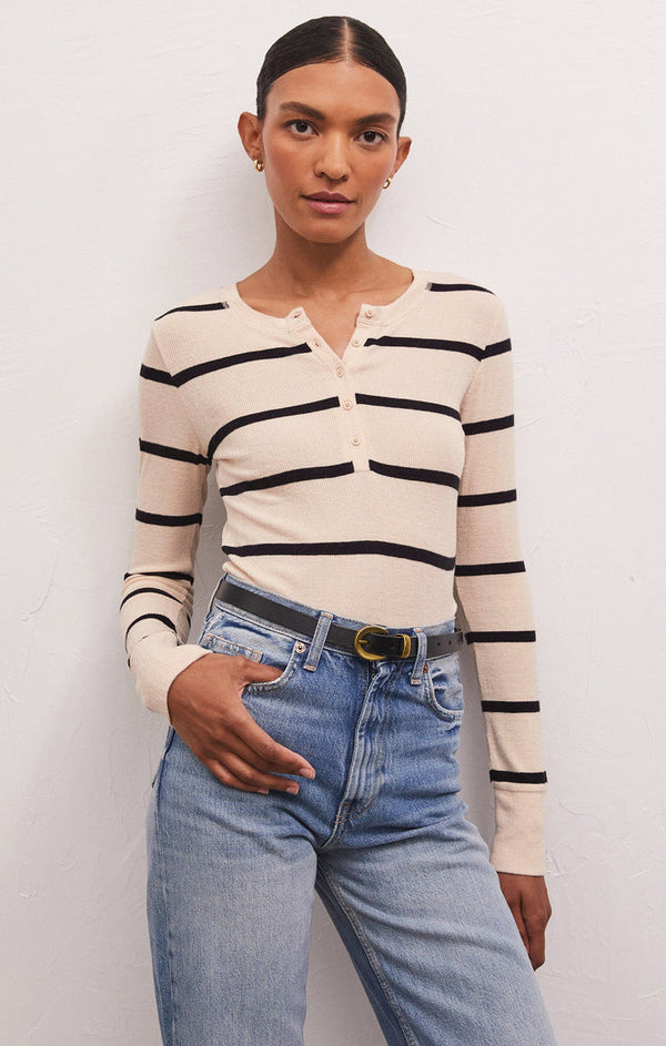 Light Gray Scarlett Rib Henley Top