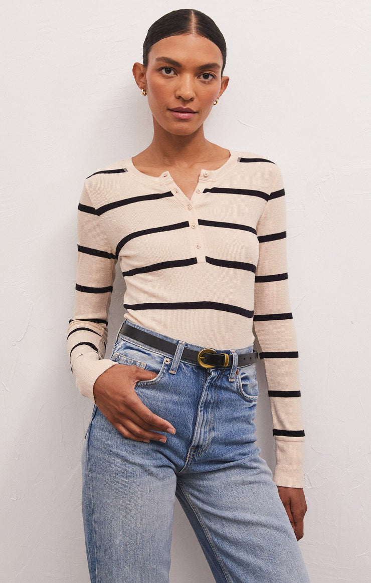 Light Gray Scarlett Rib Henley Top