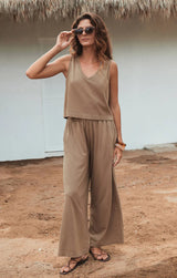 Rosy Brown Sloane V-Neck Top Top