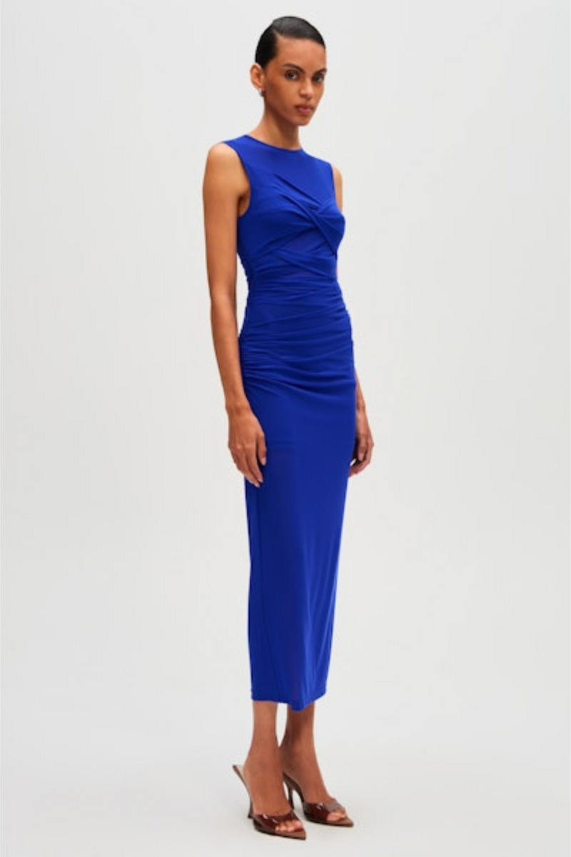 blue mesh midi dress Steve Madden Women's Blare Mesh Asymmetrical-Hem Midi Dress - Cobalt