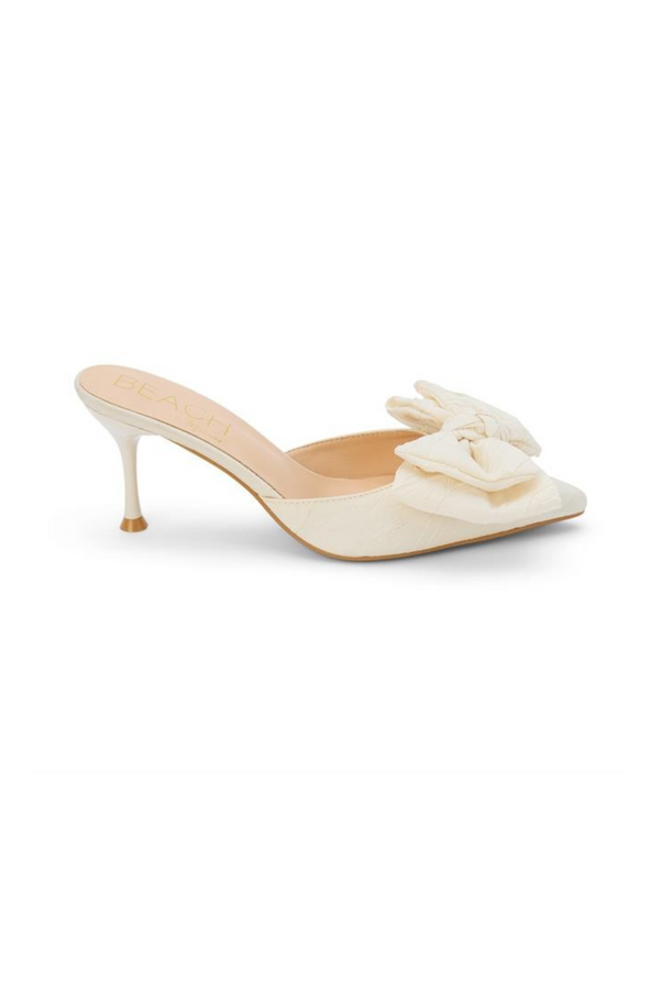 Light Gray Goldie Bow Heeled Mule Heel