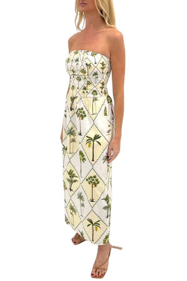 Light Gray Wess Midi in Palm Midi Dress