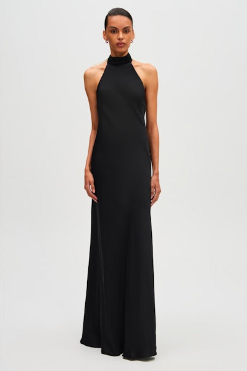 Black Evianna Satin Gown Formal Dress