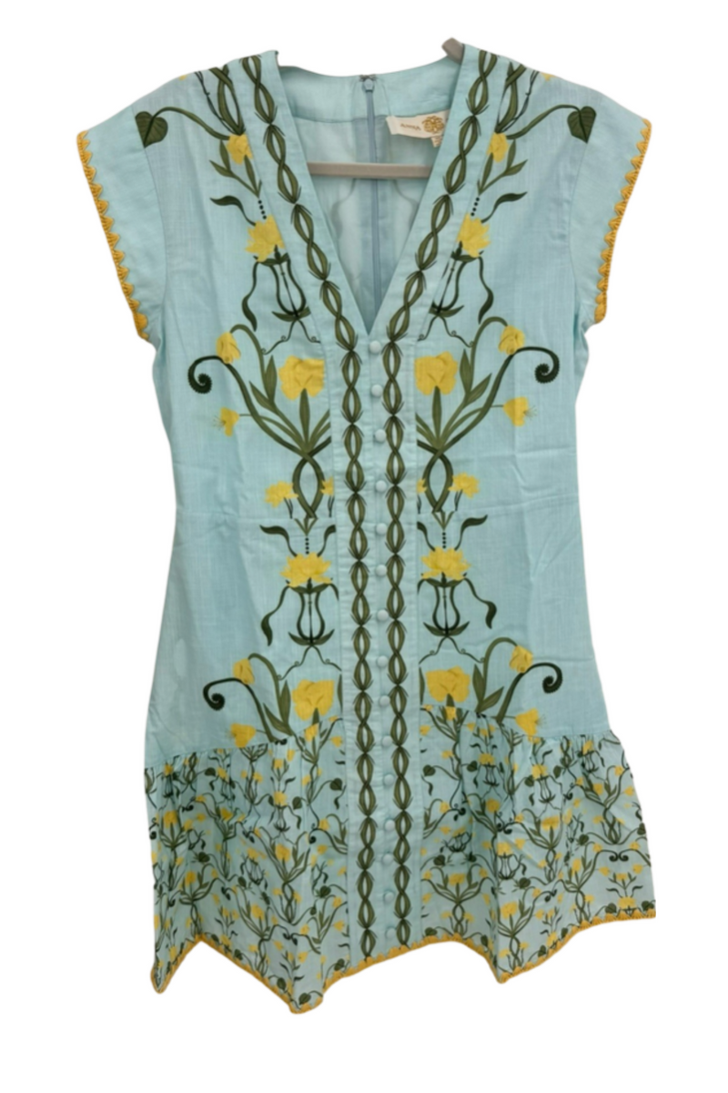 Dark Gray Ruby Mini Dress in Aqua Garden Mini Dress