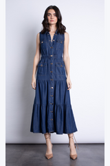 Dark Slate Gray Triana Denim Dress Midi Dress