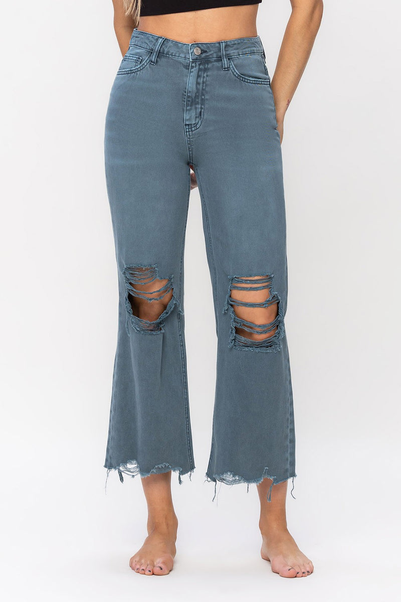 Dim Gray 90's Vintage Crop Flare jeans