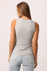 Light Gray Cleo Ribbed Crew Tank Tank Top