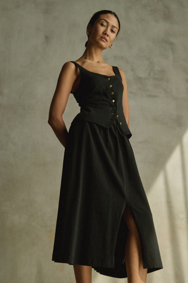 Dim Gray Vida Skirt Midi Skirt