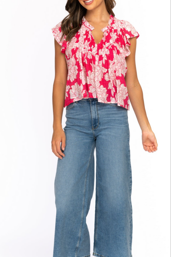 Dim Gray Olene Top in Peony Top
