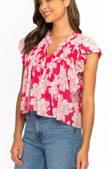 Dim Gray Olene Top in Peony Top