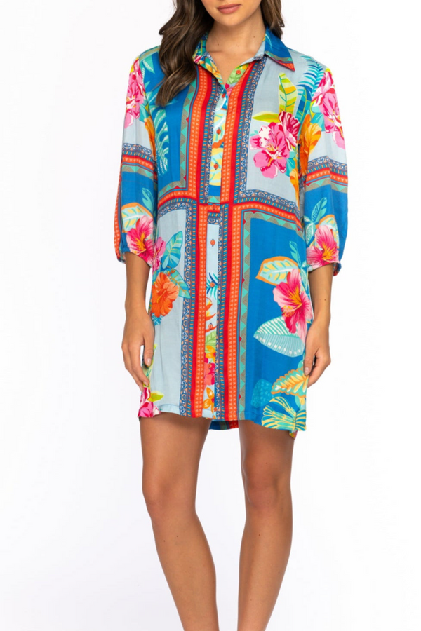 Steel Blue Aditi Dress in Palm Dress
