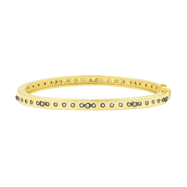 Khaki Mini Stud Bezel Stone Eternity Hinge Bangle Bracelet