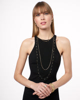 Black Bezel Droplet Strand Necklace Necklace