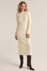 Light Gray Kass Mock Neck Sweater Dress Midi Dress