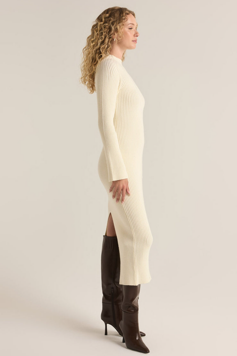 Light Gray Kass Mock Neck Sweater Dress Midi Dress