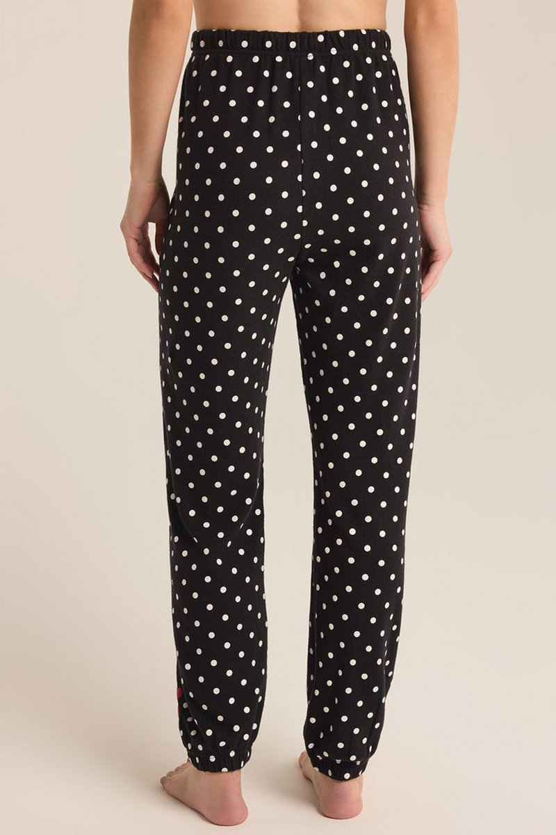 Black Dot Brushed Knit Jogger jogger
