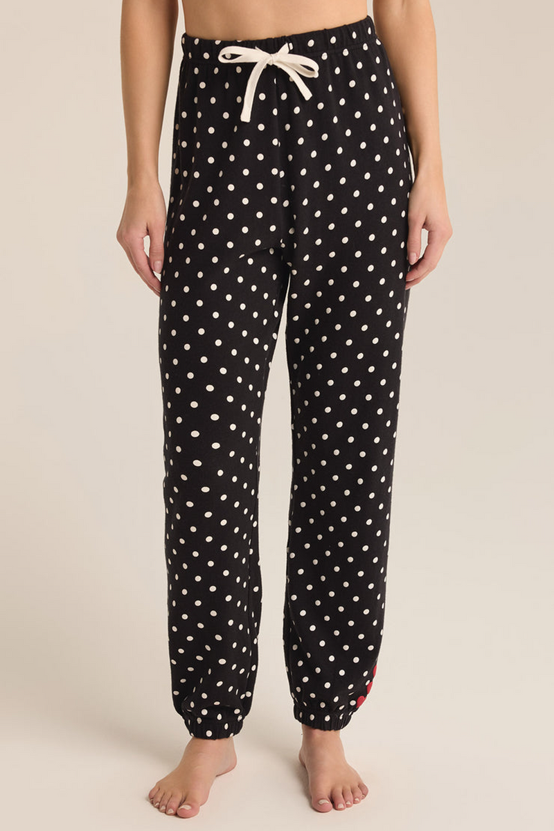 Black Dot Brushed Knit Jogger jogger