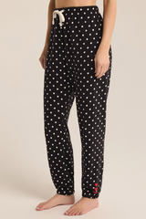 Black Dot Brushed Knit Jogger jogger