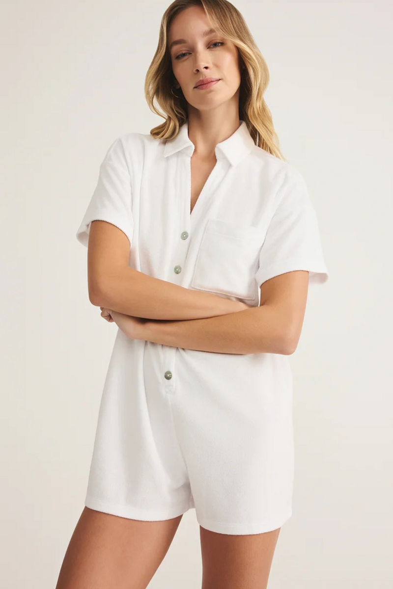 Antique White Azur Terry Romper Romper
