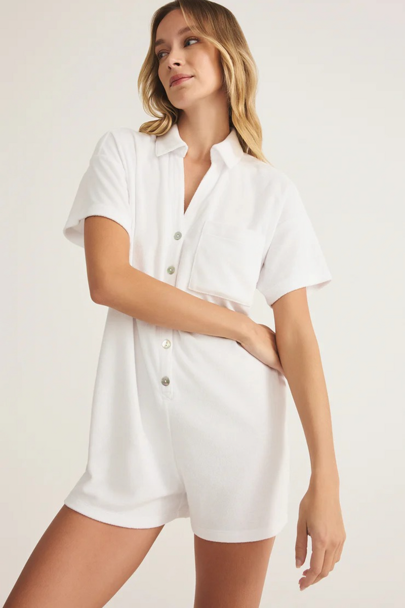 Antique White Azur Terry Romper Romper