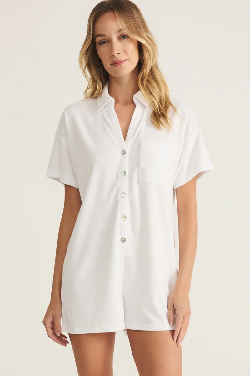 Antique White Azur Terry Romper Romper