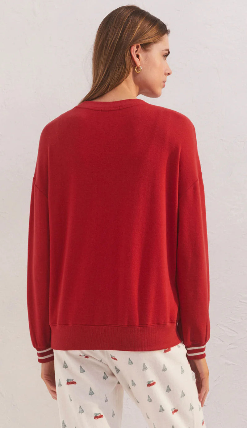Light Gray Sleigh Long Sleeve Top Top