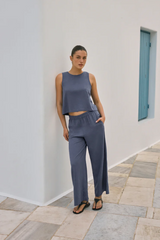 Gray Sloane Linen Cropped Tank Tank
