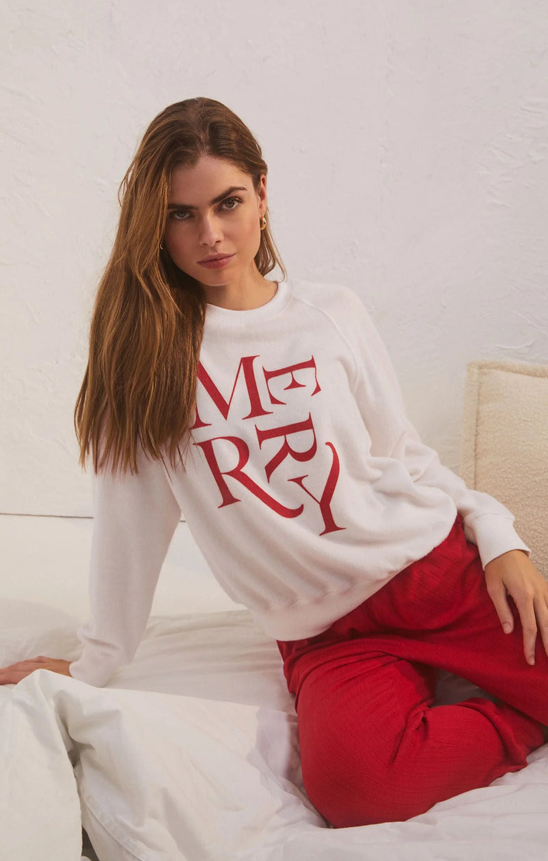 Gray Cassie Merry Long Sleeve Top Top