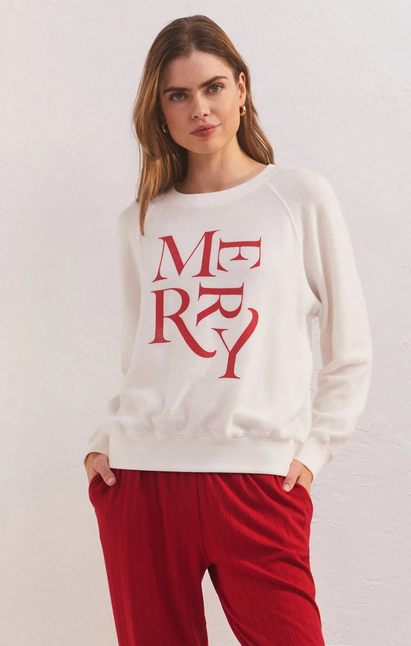 Light Gray Cassie Merry Long Sleeve Top Top