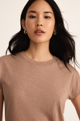 Rosy Brown Modern Slub Tee Shirts & Tops