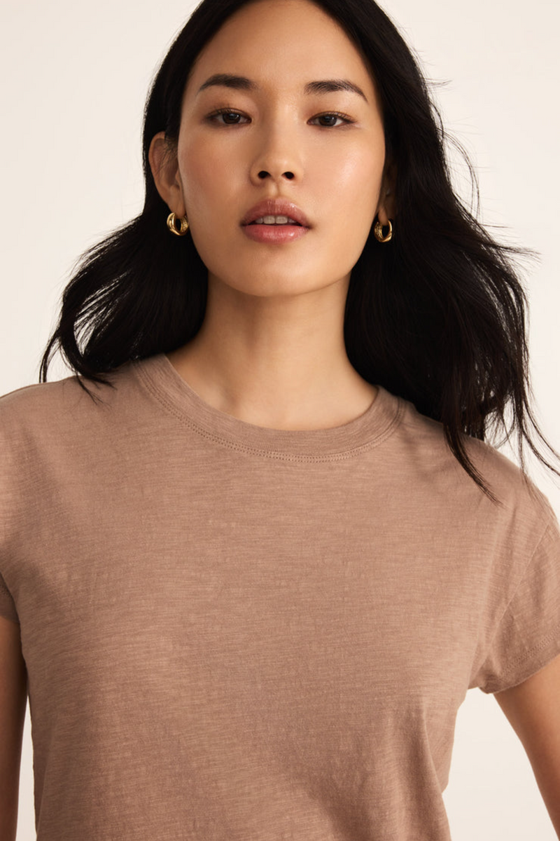 Rosy Brown Modern Slub Tee Shirts & Tops